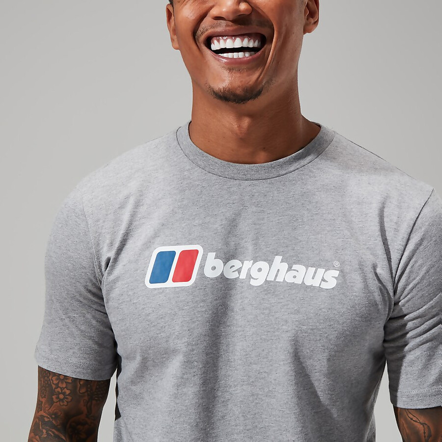 männer s big classic logo tee dark grey berghaus