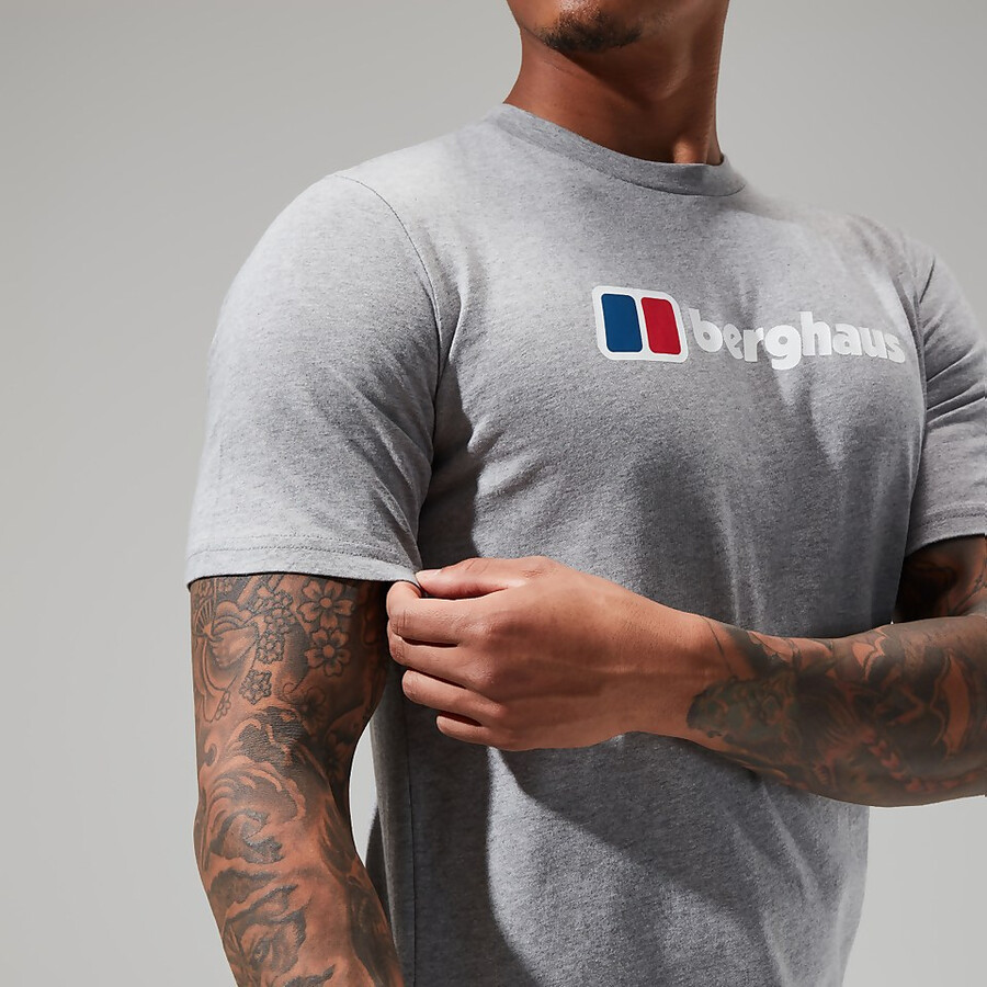 männer s big classic logo tee dark grey berghaus