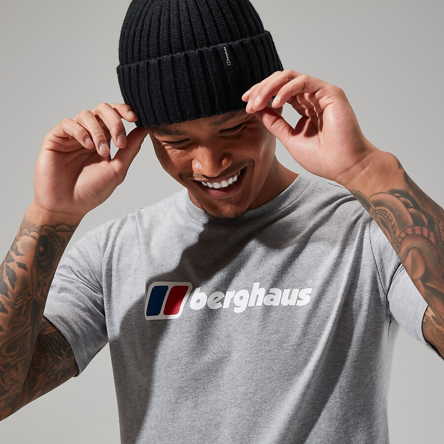 männer s big classic logo tee dark grey berghaus