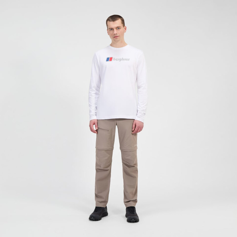 men s berghaus big logo long sleeve tee - white berghaus