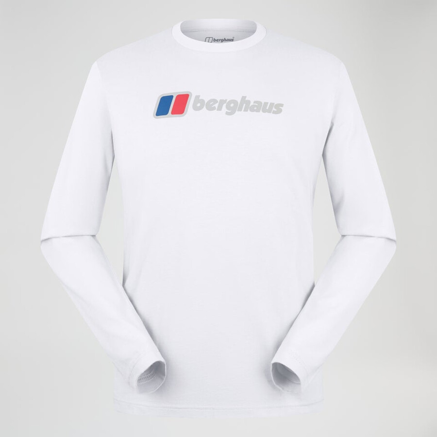 men s berghaus big logo long sleeve tee - white berghaus