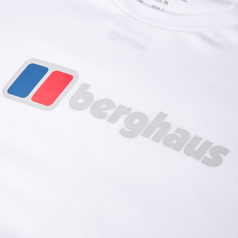 men s berghaus big logo long sleeve tee - white berghaus