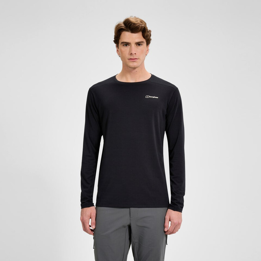 men s delta long sleeve tech tee - black die berghaus