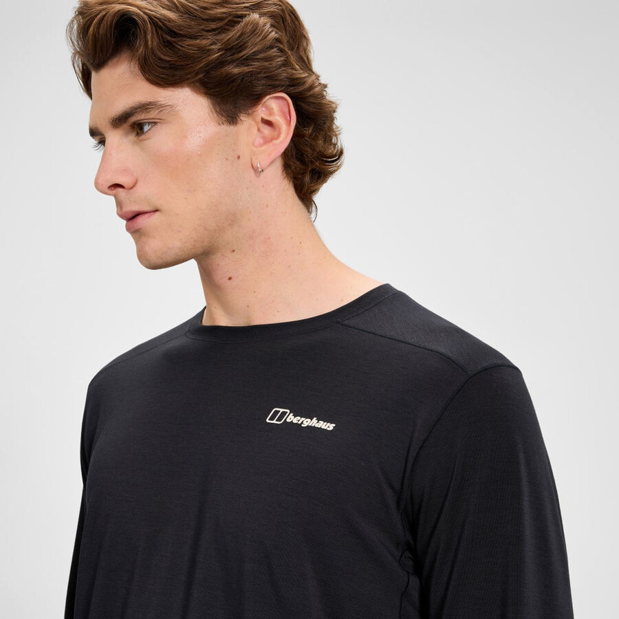men s delta long sleeve tech tee - black die berghaus