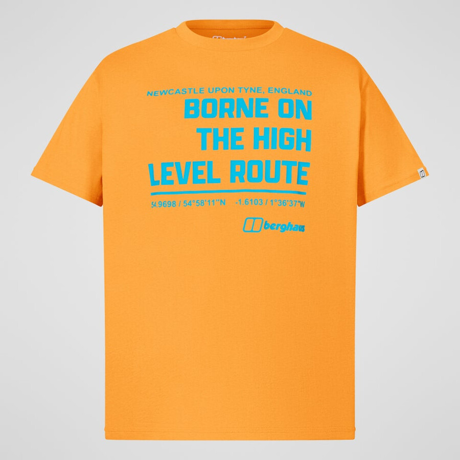 men s high level route tee - orange berghaus