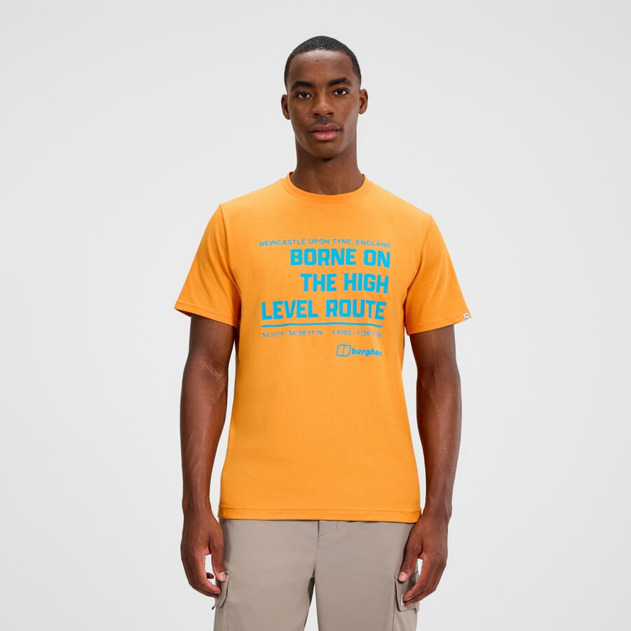 men s high level route tee - orange berghaus