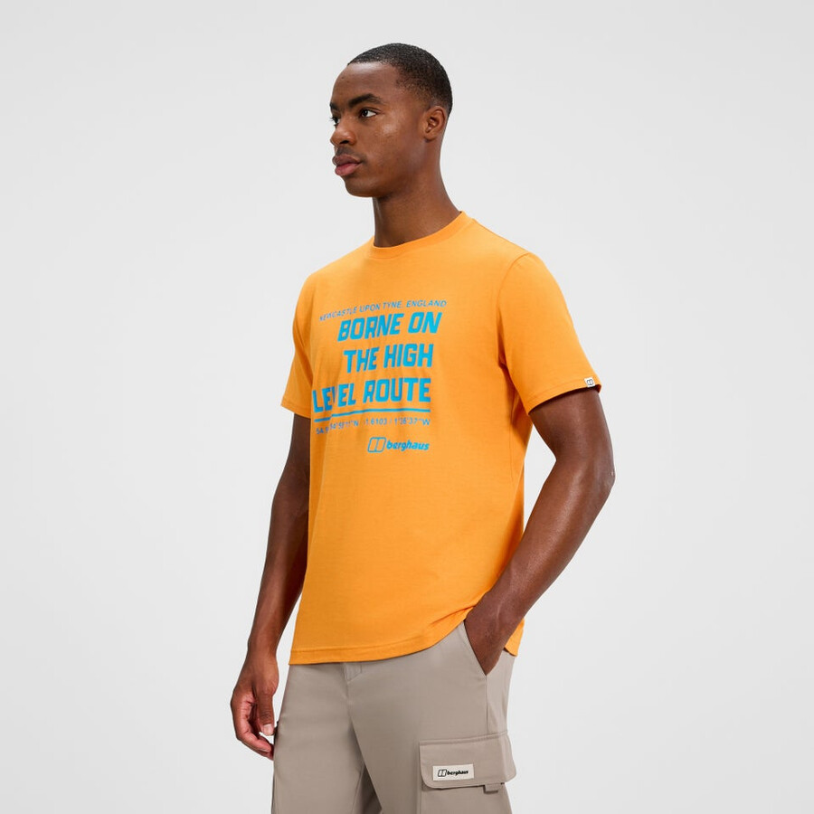men s high level route tee - orange berghaus