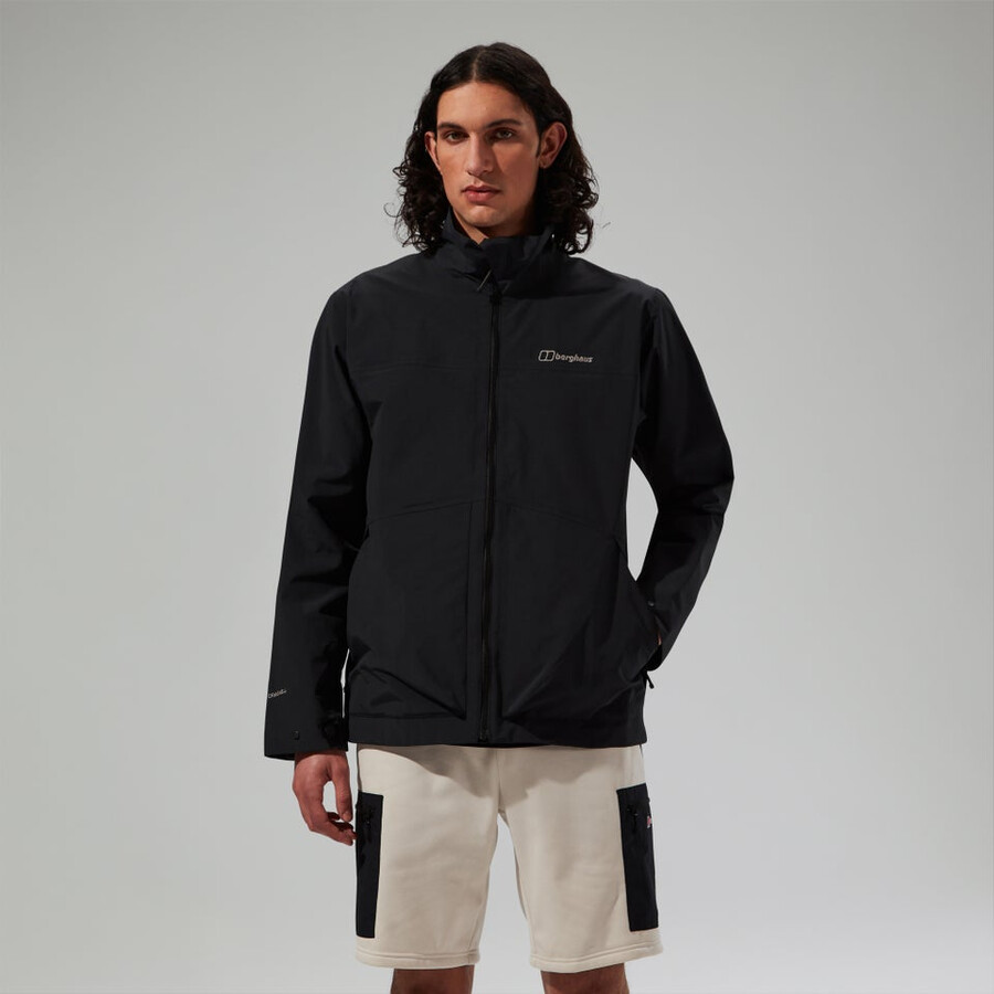 männer woodwalk wasserdichte jacke schwarz berghaus