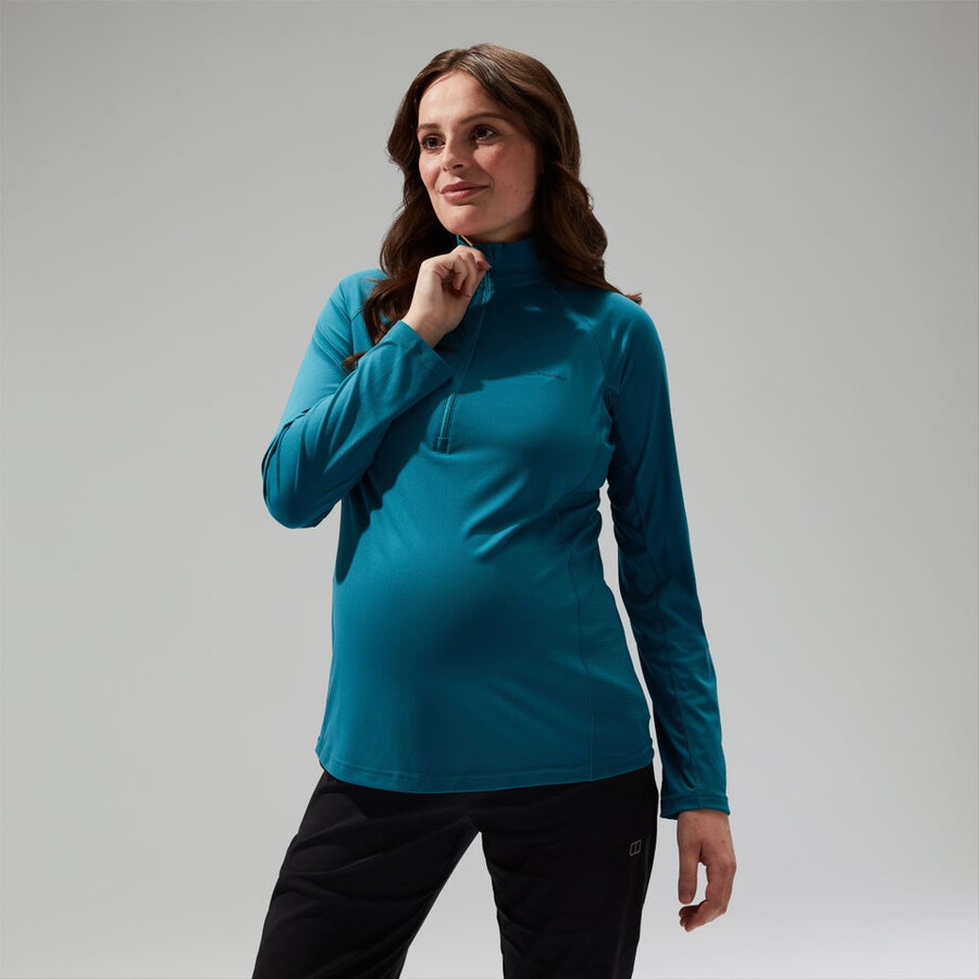 women s 247 half zip maternity long sleeve tech tee - türkis berghaus
