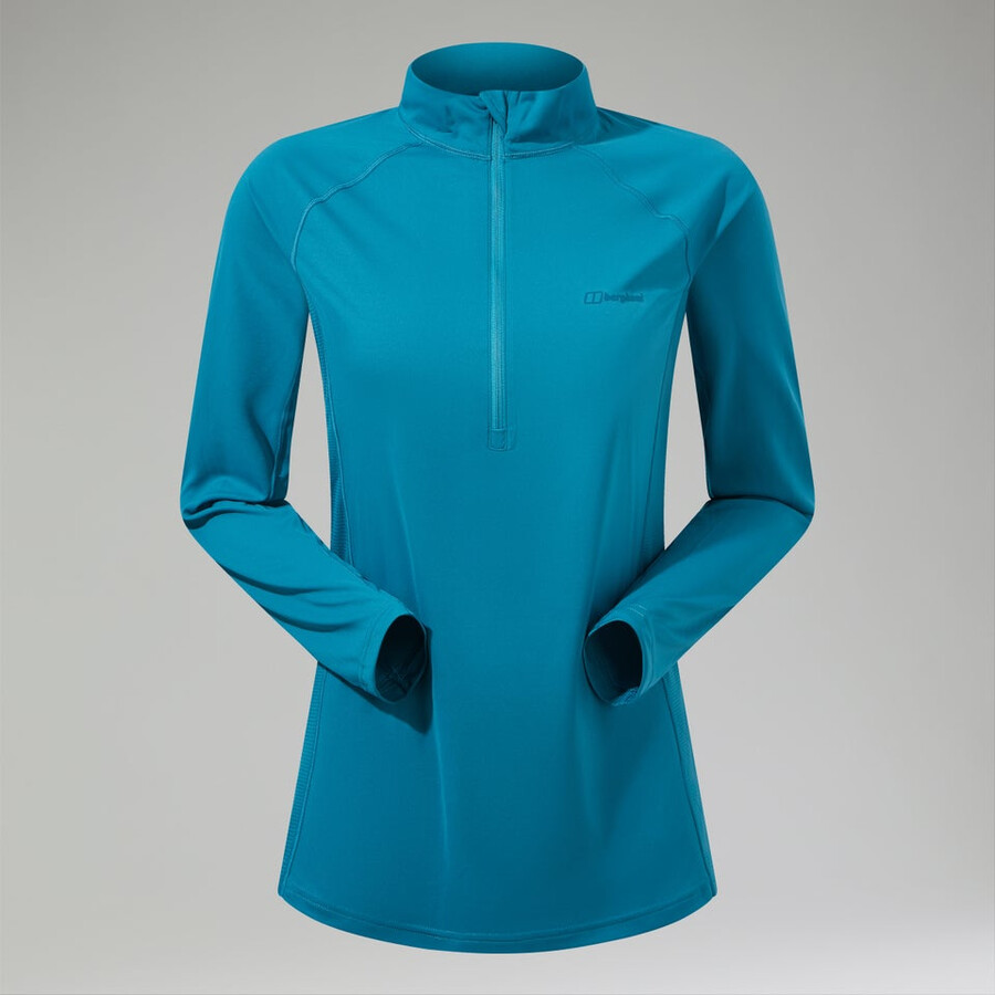 women s 247 half zip maternity long sleeve tech tee - türkis berghaus