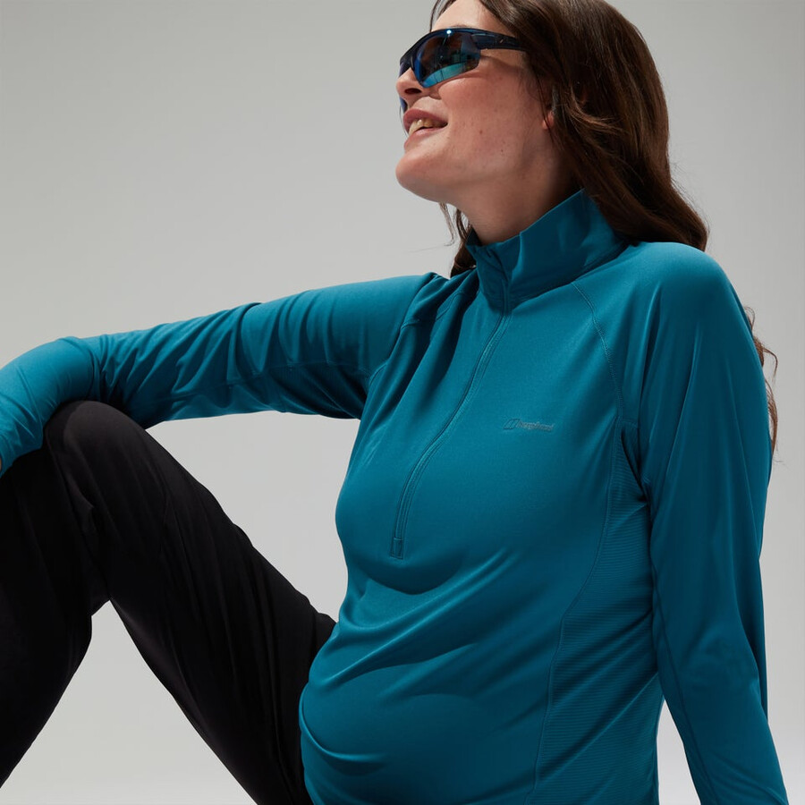 women s 247 half zip maternity long sleeve tech tee - türkis berghaus