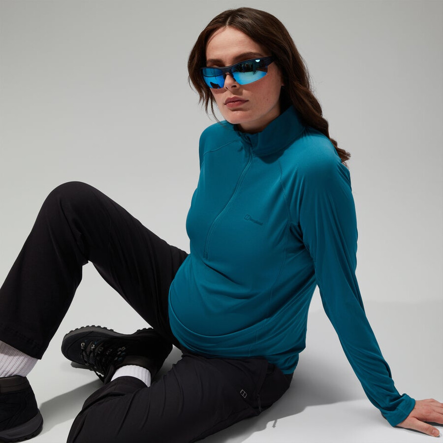 women s 247 half zip maternity long sleeve tech tee - türkis berghaus