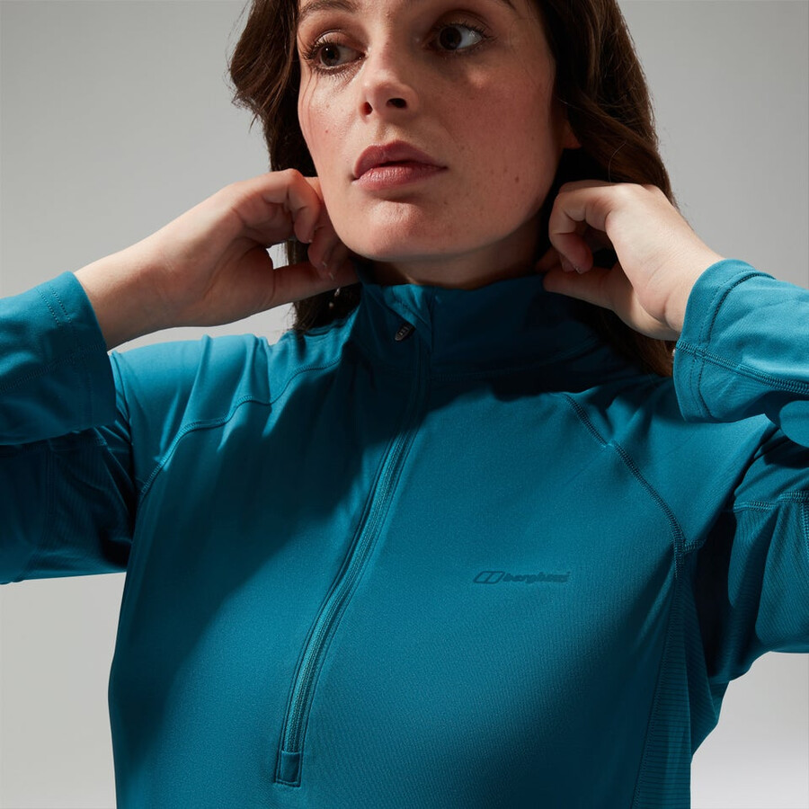 women s 247 half zip maternity long sleeve tech tee - türkis berghaus