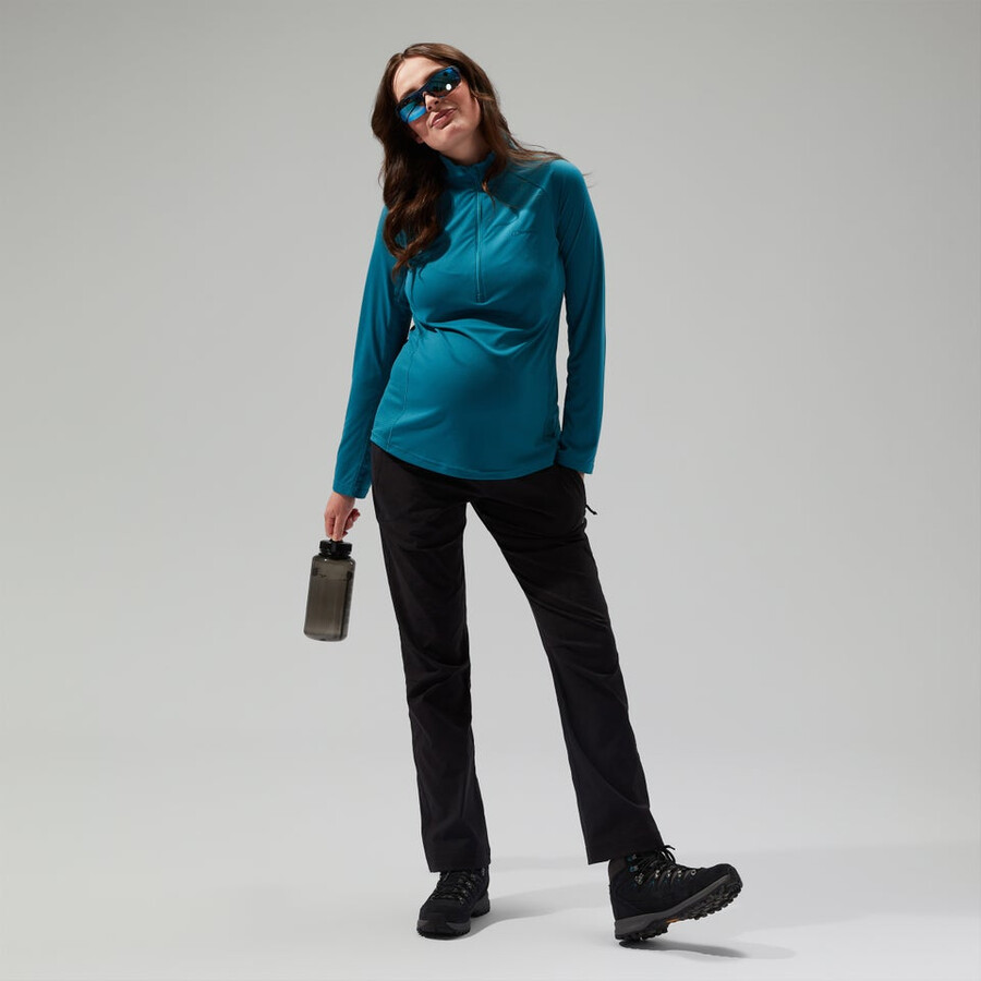 women s 247 half zip maternity long sleeve tech tee - türkis berghaus