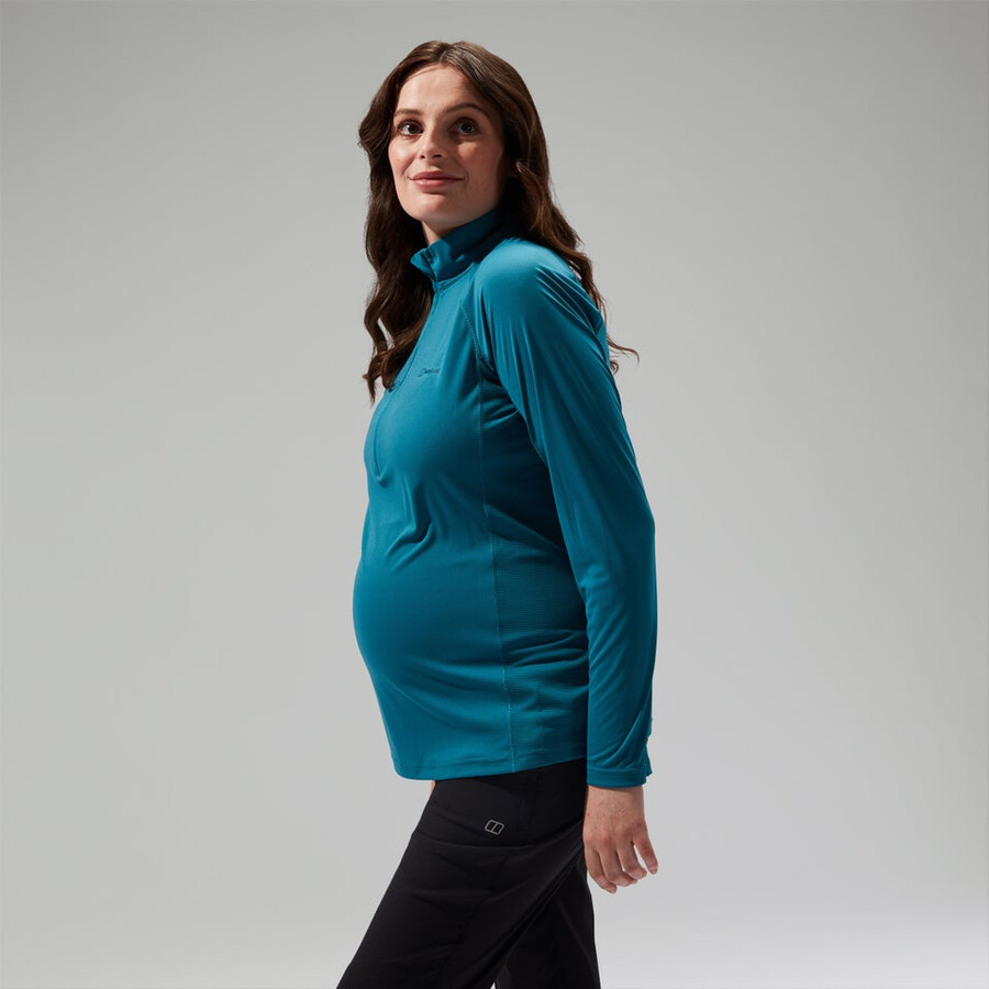 women s 247 half zip maternity long sleeve tech tee - türkis berghaus
